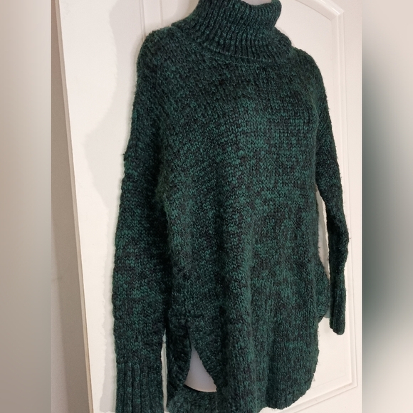 TREASURE & BOND black& green marled knit Winter Fall turtleneck sweater sz M - Picture 7 of 11